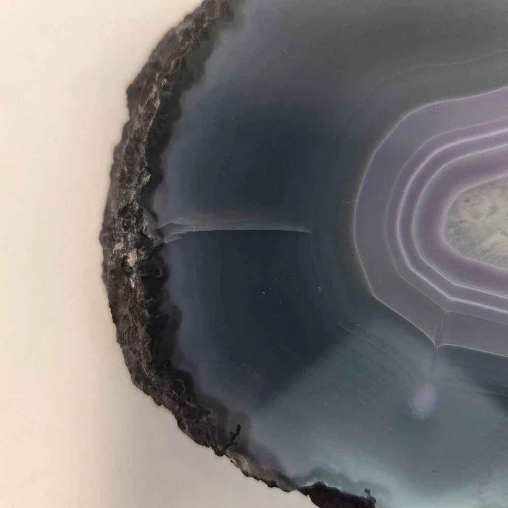 Purple Agate Slice Geode Polished Crystal Specimen Grey Banded Stone Decor